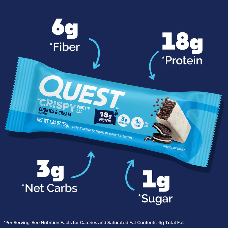 Quest Nutrition, протеиновый батончик, хрустящее печенье с кремом, 4 батончика по 52 г (1,83 унции)