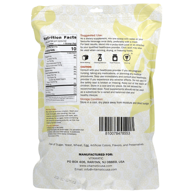 Vitamatic, цитрусовая кислота в порошке, 2,26 кг (80 унций)