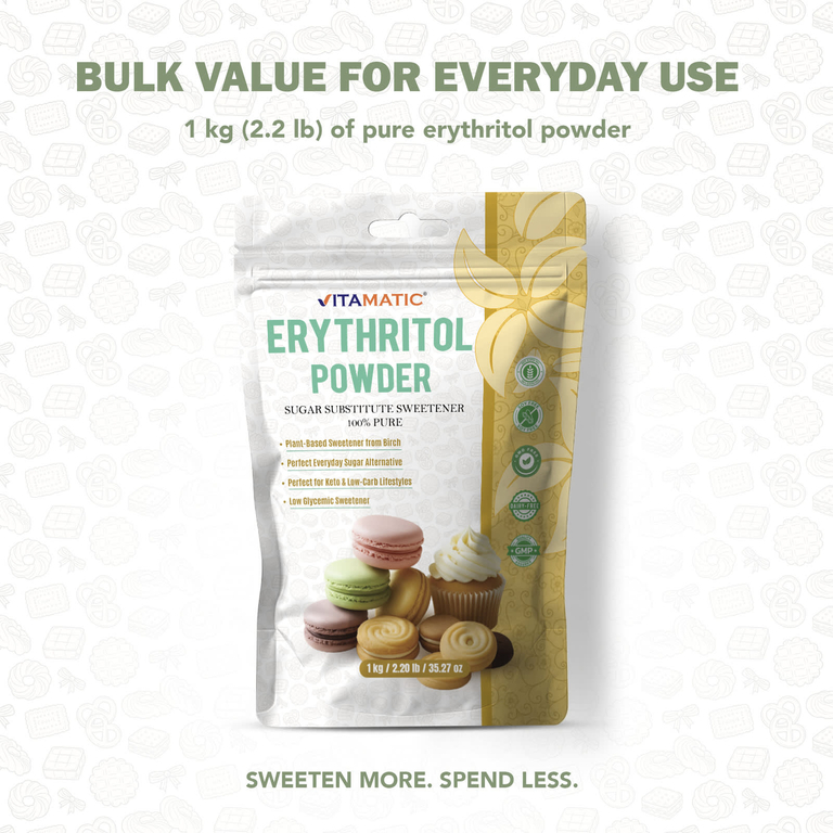 Vitamatic, эритритол в порошке, 1 кг (35,27 унции)