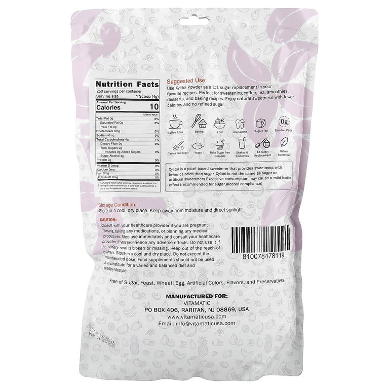 Vitamatic, ксилитол в порошке, 35,27 унции (1 кг)