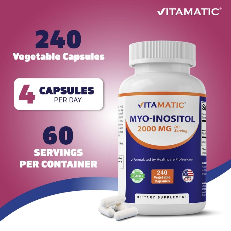 Vitamatic, мио-инозитол, 240 капсул (500 мг в 1 капсуле)