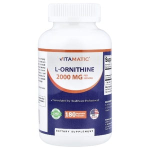 Vitamatic, L-орнитин, 180 растительных капсул (666 мг в 1 капсуле)
