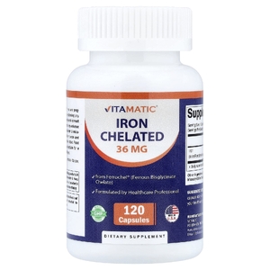 Vitamatic, железо в хелатной форме, 36 мг, 120 капсул