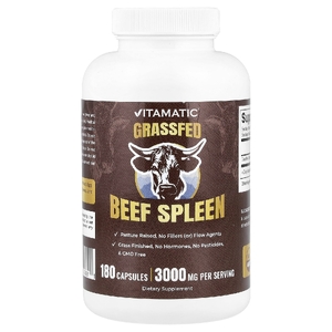 Vitamatic, говяжья селезенка Grassfed Beef Splen, 180 капсул (500 мг в 1 капсуле)