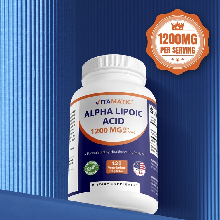 Vitamatic, альфа-липоевая кислота, 120 капсул (600 мг в 1 капсуле)