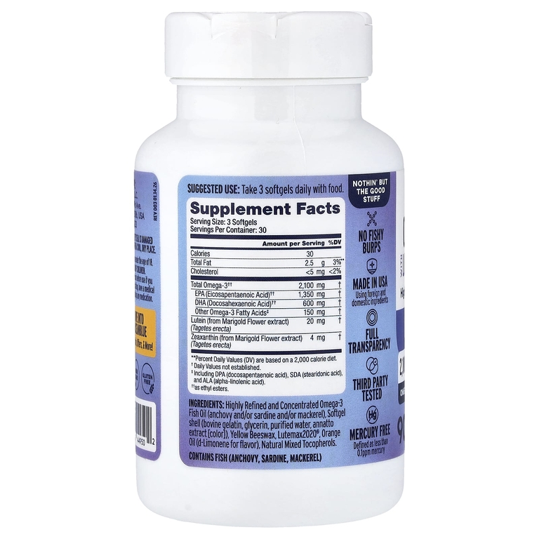 OceanBlue, омега-3 2100® с лютеином и зеаксантином, со вкусом апельсина, 90 капсул