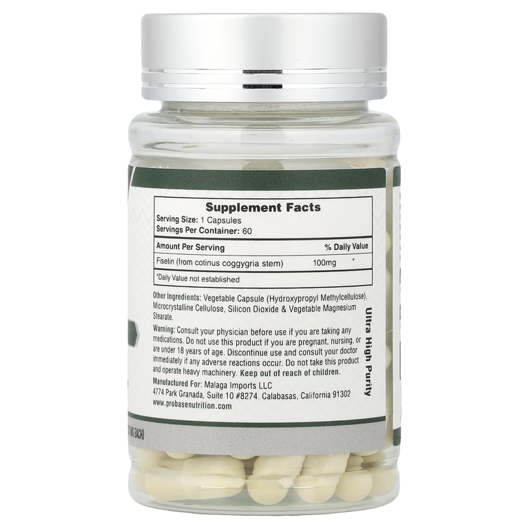 Probase Nutrition, физетин, 100 мг, 60 капсул