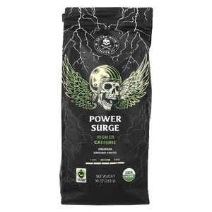 Death Wish Coffee, Power Surge Coffee, молотый, средний и темный, с повышенным содержанием кофеина, 283 г (10 унций)