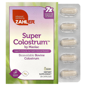 Zahler, Super Colostrum™, молозиво, 20 капсул (300 мг в 1 капсуле)