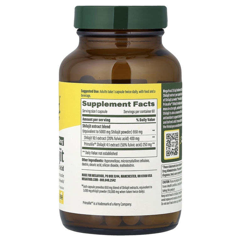 MegaFood, Shilajit с фульвоновой кислотой, 60 капсул