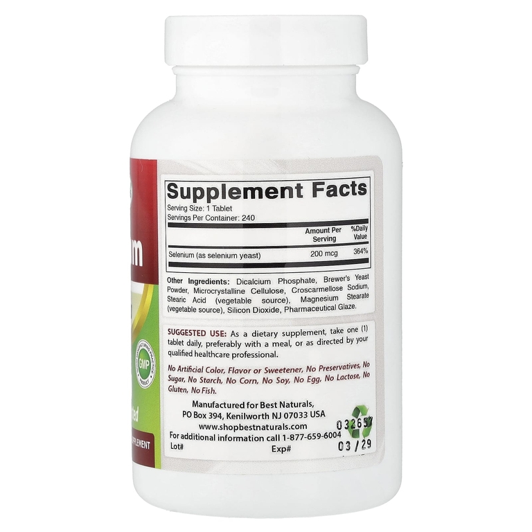 Best Naturals, Селен, 200 мкг, 240 таблеток