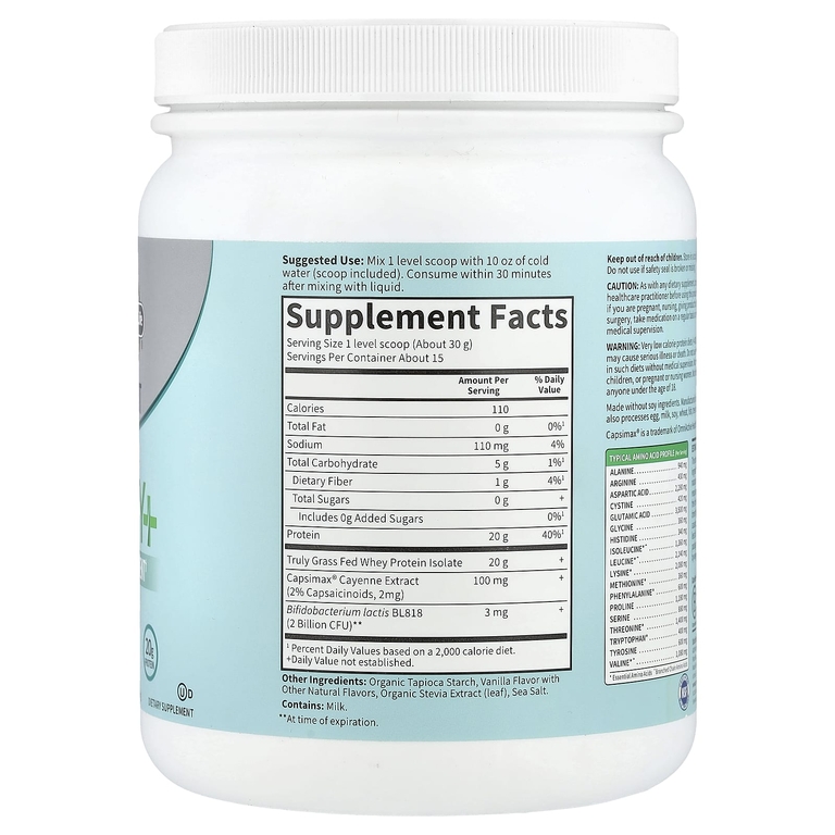 Garden of Life, Sport, Whey+ от коров травяного откорма, со вкусом ванили, 450 г (15,87 унции)