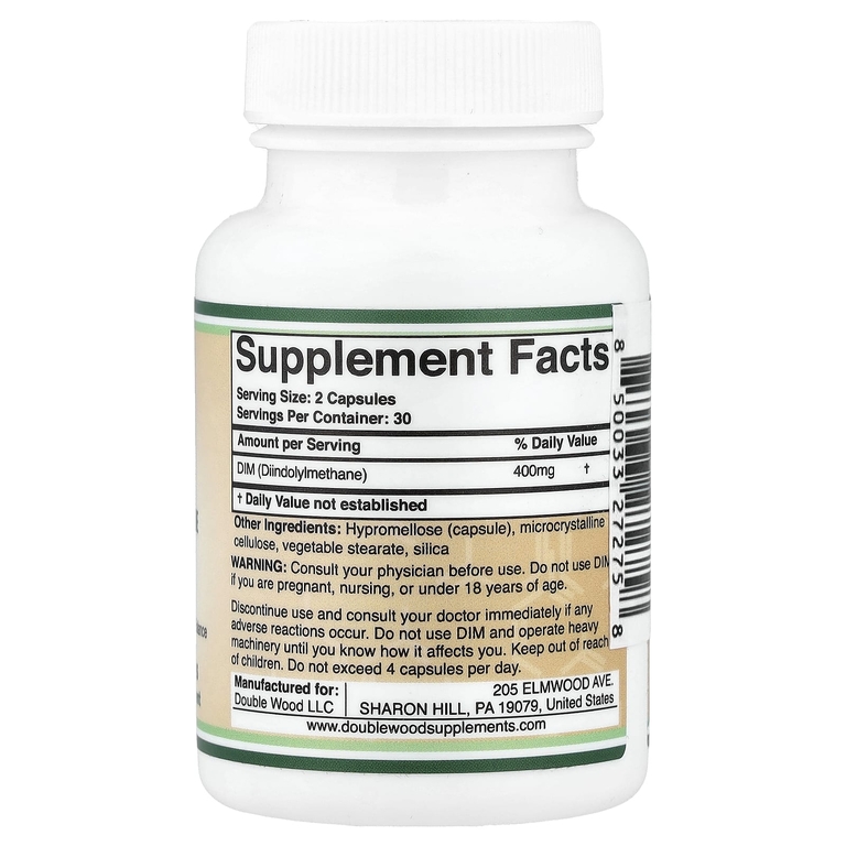Double Wood Supplements, DIM, 60 капсул (200 мг в 1 капсуле)
