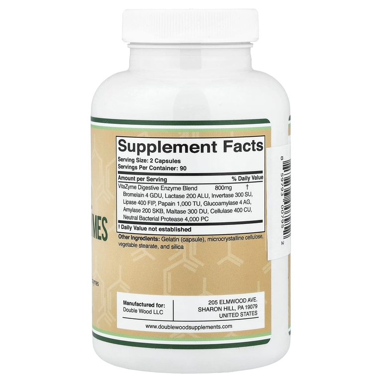 Double Wood Supplements, Essentials, пищеварительные ферменты, 180 капсул