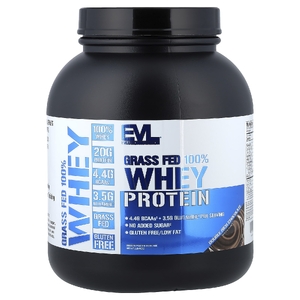 EVLution Nutrition, 100% сывороточный протеин от коров травяного откорма, двойной шоколад, 907 г (2 фунта) (Товар снят с продажи) 