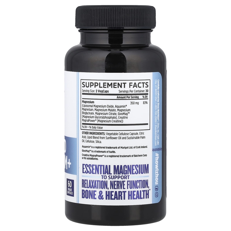 Zhou Nutrition, улучшенный магний+, 60 растительных капсул