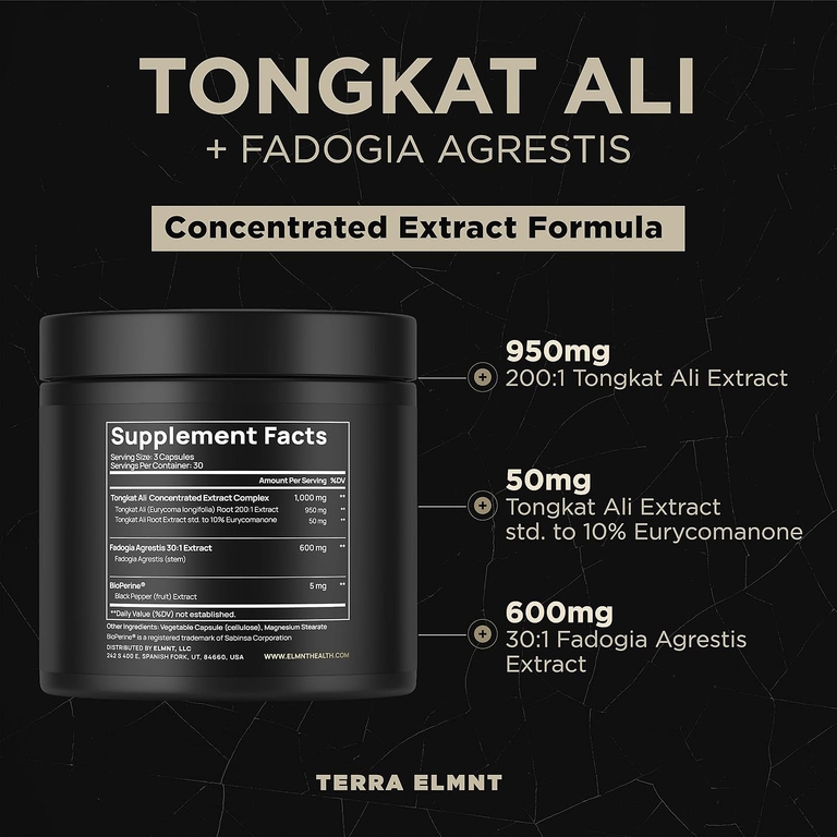 TERRA ELMNT, Tongkat Ali и эврикома длиннолистая, 90 капсул