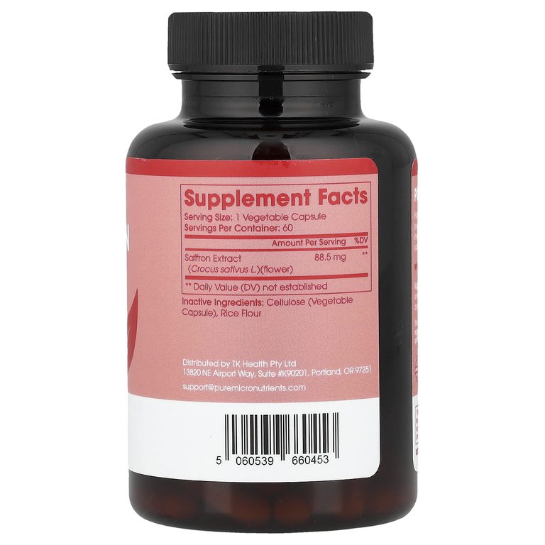 Pure Micronutrients, Экстракт чистого шафрана, 60 капсул (88,5 мг в капсуле)