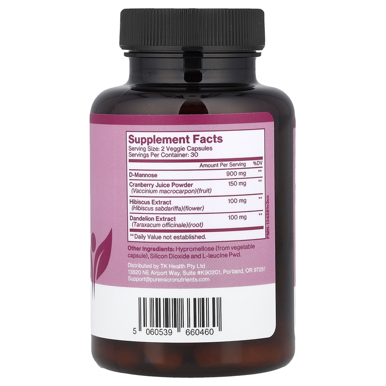 Pure Micronutrients, D-манноза UT Support, 60 капсул для веганов