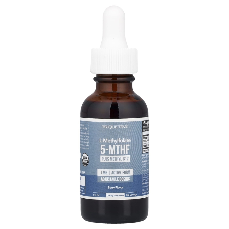 Triquetra Health, L-метилфолат 5-MTHF с метилом B12, ягода, 1 жидк. унция