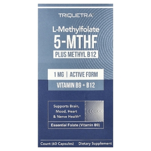 Triquetra Health, L-метилфолат 5 MTHF и метил B12, 60 капсул