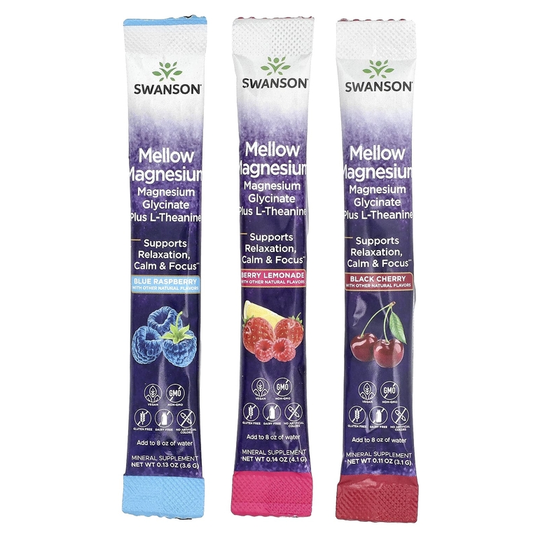 Swanson Vitamins, Mellow Magnesium   Drink Mix, разнообразная упаковка, 30 пакетиков