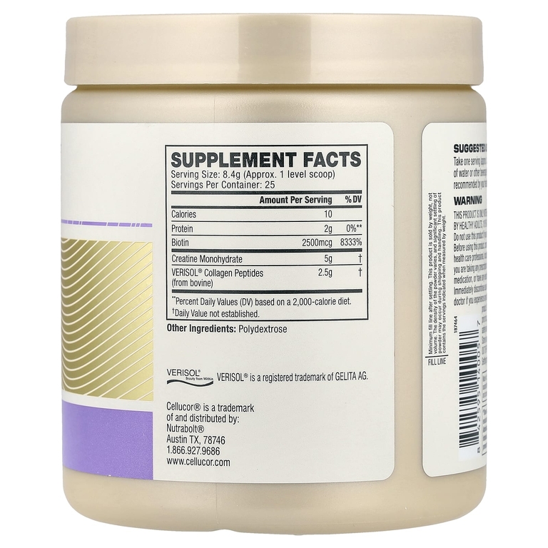 C4 / Cellucor, Vitality, пептиды коллагена + креатин, без вкусовых добавок, 210 г (7,4 унции)