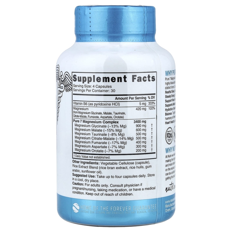 Nutri, Чистый комплекс магния из 7, 120 веганских капсул