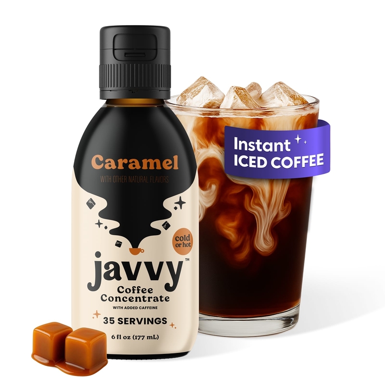 Javvy Coffee, Концентрат кофе с добавлением кофеина, карамель, 177 мл (6 жидк. унций)