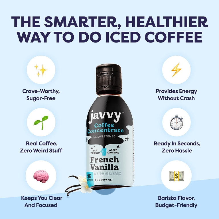 Javvy Coffee, Кофеин-концентрат с французской ванилью, 177 мл (6 жидк. унций)