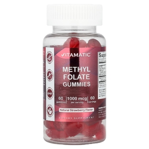 Vitamatic, Метилфолат, натуральная клубника, 1000 мкг, 60 жевательных таблеток