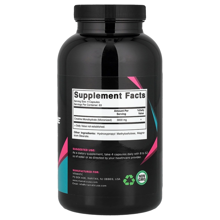 Vitamatic, Микронизированный креатин, 250 капсул (750 мг в 1 капсуле)