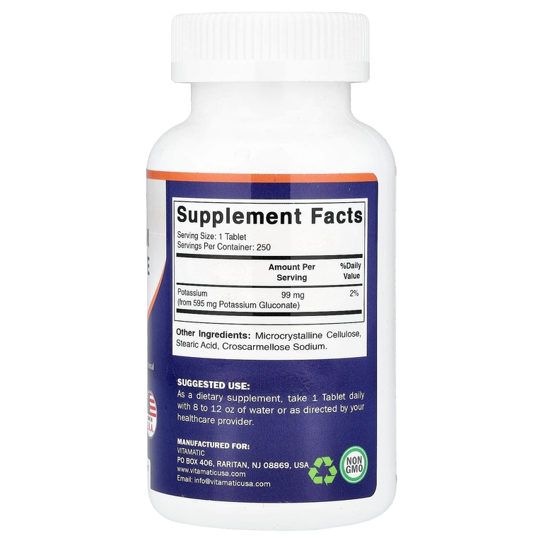 Vitamatic, Глюконат калия, 595 мг, 250 таблеток