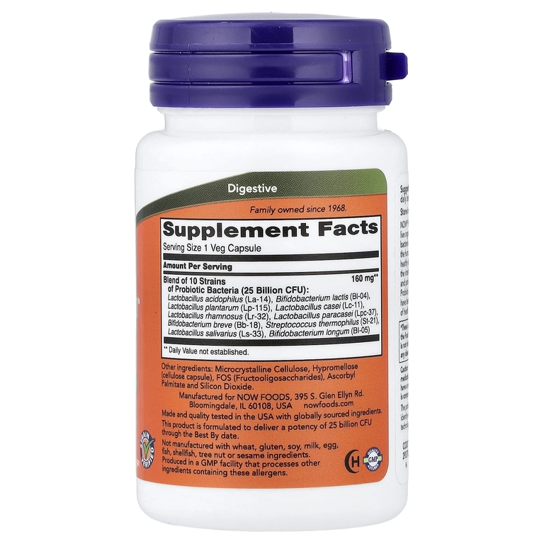 NOW Foods, Пробиотик-10™, 25 млрд КОЕ, 30 вегетарианских капсул