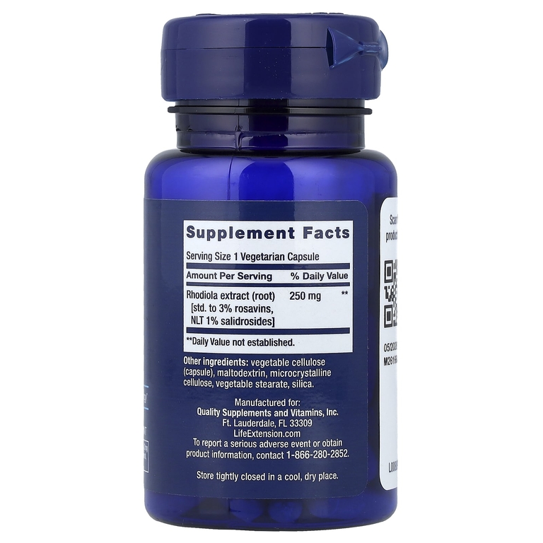 Life Extension, экстракт родиолы, 250 мг, 60 вегетарианских капсул
