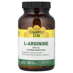 Country Life, L-аргинин, 100 веганских капсул