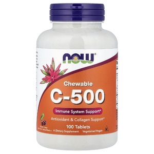 NOW Foods, C-500, жевательные таблетки, с вишневым вкусом, 100 таблеток