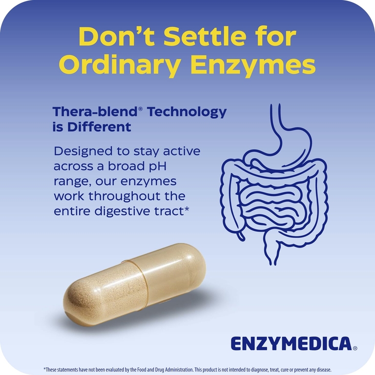 Enzymedica, комплекс пищеварительных ферментов, 90 капсул
