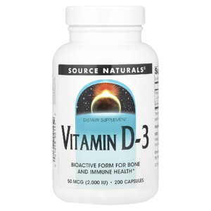 Source Naturals, Витамин D-3, 50 мкг (2000 МЕ), 200 капсул