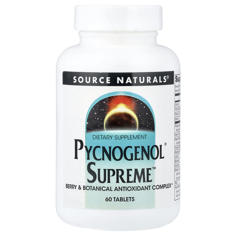 Source Naturals, растительный комплекс с экстрактом коры французской приморской сосны, 60 таблеток