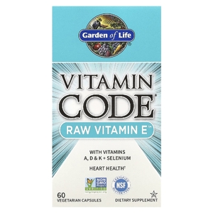 Garden of Life, витамин E, 60 растительных капсул
