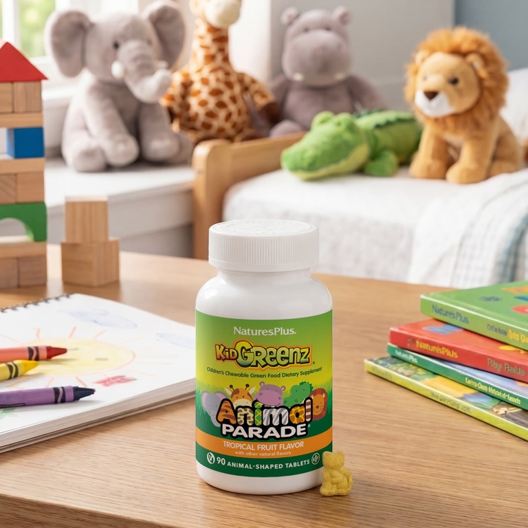 NaturesPlus, добавка для детей с фитонутриентами, тропические фрукты, 90 таблеток в форме животных