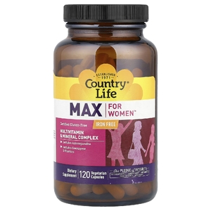 Country Life, мультивитаминный и минеральный комплекс для женщин, без железа, 120 вегетарианских капсул
