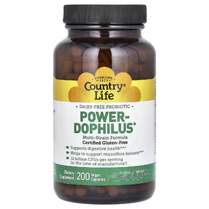 Country Life, смесь пробиотиков Power-Dophilus®, 200 веганских капсул