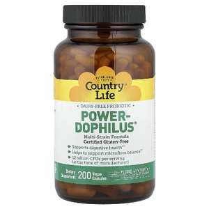 Country Life, смесь пробиотиков Power-Dophilus®, 200 веганских капсул