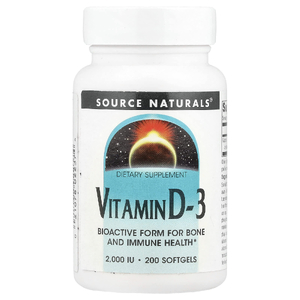 Source Naturals, витамин D3, 50 мкг (2000 МЕ), 200 мягких таблеток