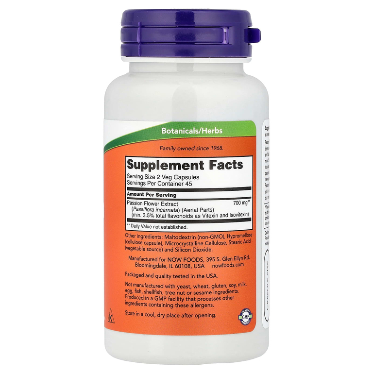 NOW Foods, пассифлора, 350 мг, 90 растительных капсул
