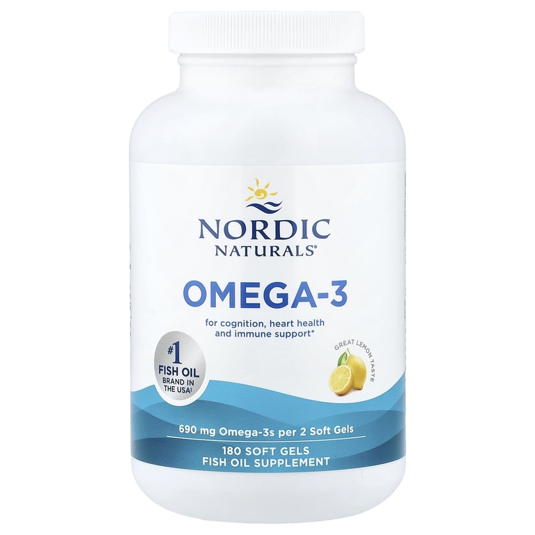 Nordic Naturals, омега-3, со вкусом лимона, 180 капсул (345 мг в 1 капсуле)