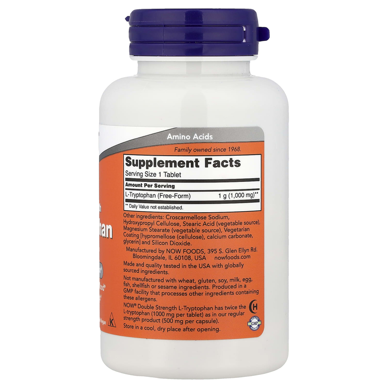 NOW Foods, L-триптофан, 1000 мг, 60 таблеток
