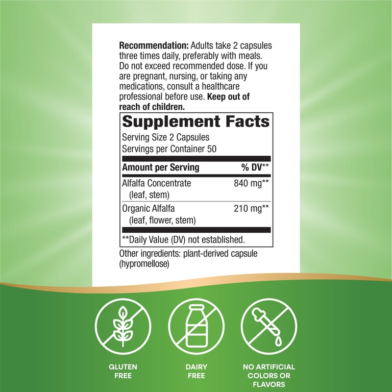 Nature's Way, концентрат из люцерны Alfa-Max®, 100 веганских капсул